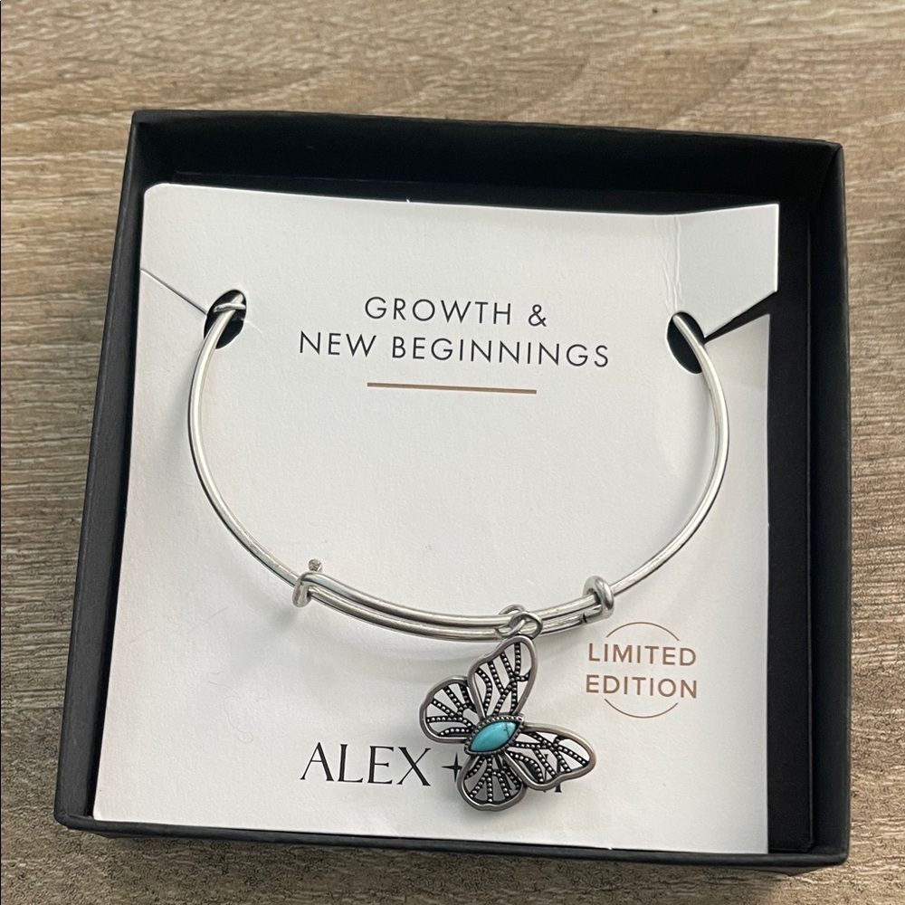 Alex and Ani Silver and Turquoise Butterfly Bracelet